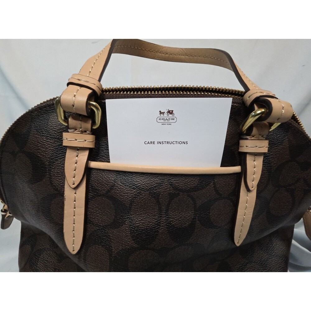 Coach Signature Peyton Cora Domed Satchel Bag Brown Coated Canvas F26184 - Picture 6 of 16